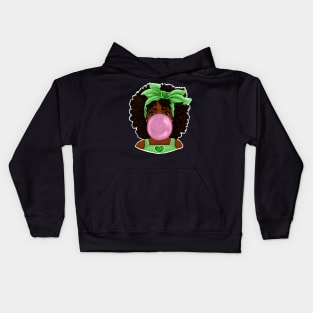 Green Bubble Gum | Pretty Black Girl Art Design Kids Hoodie